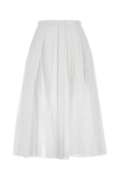 JIL SANDER WHITE A-LINE PLEATED SKIRT