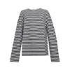 Jil Sander White And Black Striped Wool Crewneck Sweater