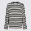 Jil Sander Boiled Striped Wool Compact Jersey In Bianco/nero