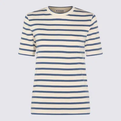 Jil Sander White And Blue Cotton T-shirt In Yellow