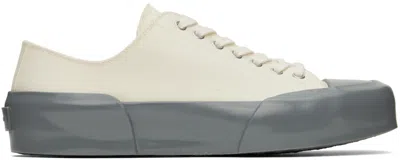 Jil Sander White & Gray Low-top Sneakers In 130 - Glacier
