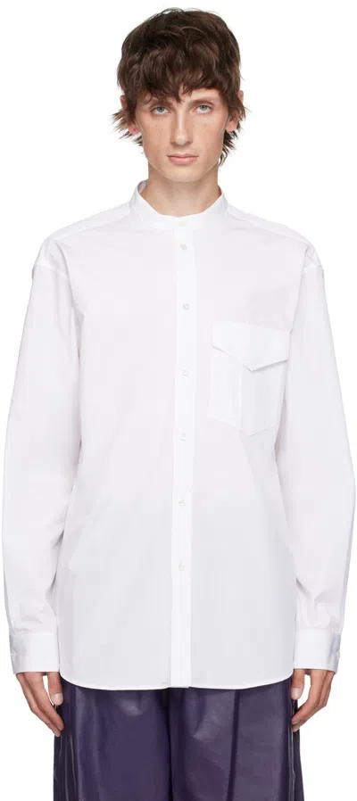 Jil Sander Band-collar Poplin Shirt In White