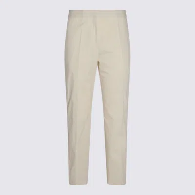 JIL SANDER JIL SANDER WHITE BEIGE COTTON PANTS
