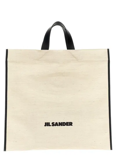 JIL SANDER WHITE BORDER BOOK SQUARE TOTE BAG