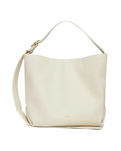 Jil Sander White Calf Leather Medium Tote Handbag For Women