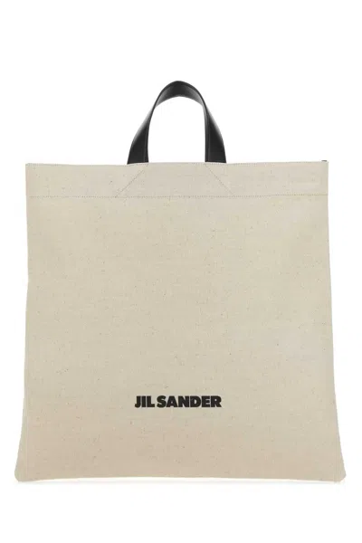 JIL SANDER WHITE CANVAS TOTE BAG