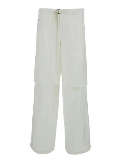 JIL SANDER WHITE CARGO PANTS IN COTTON MAN