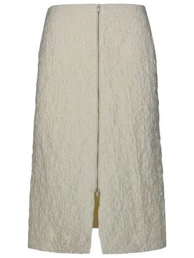 JIL SANDER WHITE COTTON BLEND SKIRT