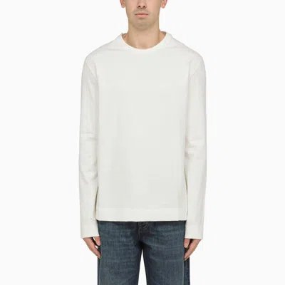 JIL SANDER JIL SANDER  WHITE COTTON CREW-NECK SWEATER