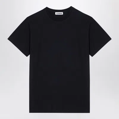Jil Sander White Cotton Crew-neck T-shirt In Blue