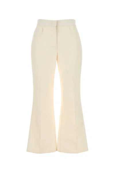 Jil Sander White Cotton Flared Trousers