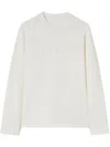 Jil Sander White Cotton Jersey Sweashirt With Embossed Logo In White