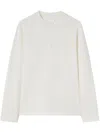 Jil Sander White Cotton Jersey Sweashirt With Embossed Logo In White