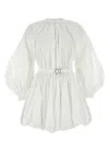 Jil Sander Leather-trimmed Cotton Poplin Minidress In White