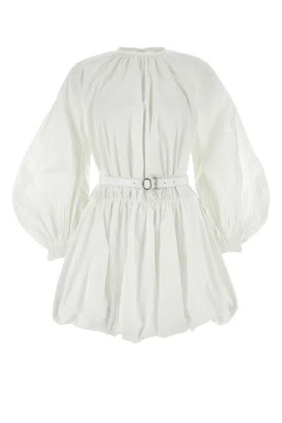 JIL SANDER WHITE COTTON MINI DRESS
