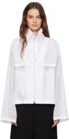 Jil Sander Lightweight Transparent Cotton Zip Jacket In White