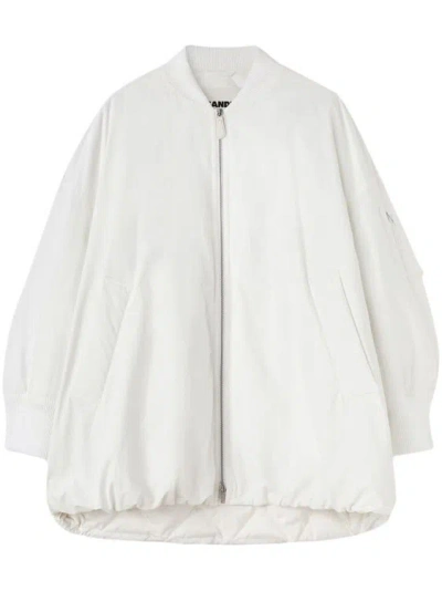 Jil Sander White Padded Bomber Jacket In 100 Optic White