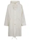 Jil Sander Drawstring Hooded Parka Front Pockets In White
