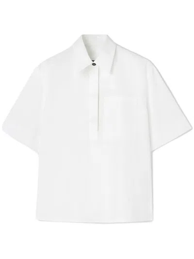 Jil Sander White Cotton Pointed Collar Polo Shirt