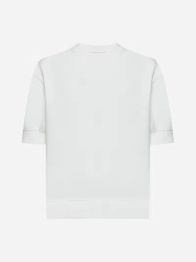 Jil Sander White Cotton Short-sleeved Sweatshirt In Optic White