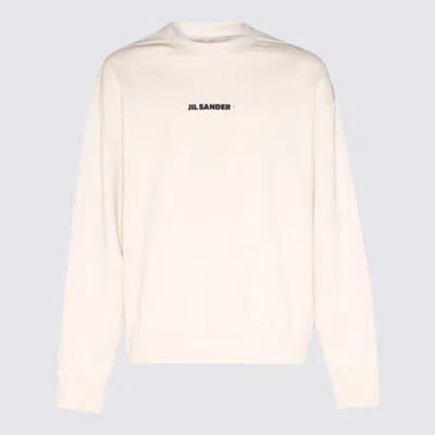 Jil Sander White Cotton Sweatshirt In Neutral