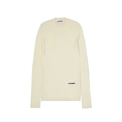 Jil Sander White Cotton Sweatshirt In Neutral