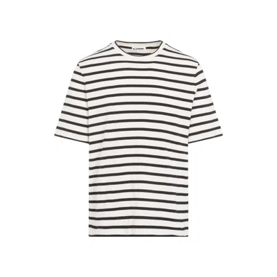 Jil Sander White Cotton T-shirt In Blue