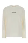 Jil Sander Crew Neck Long Sleeve Boxy Fit Printed Logo Sweatshirt In White