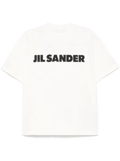 Jil Sander Crewneck Short Sleeves Classic Print T-shirt Clothing In White