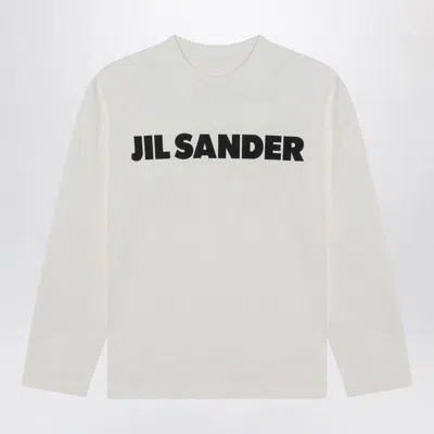 JIL SANDER JIL SANDER  WHITE COTTON T-SHIRT WITH LOGO