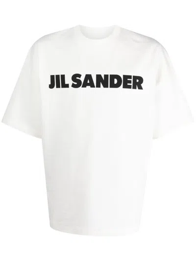 Jil Sander White Cotton T-shirt With Logo Print