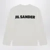 Jil Sander Crew Neck Long Sleeves T-shirt With Ribbed Collar And Printed Logo On The Front Clothing In White