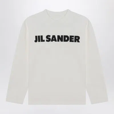 JIL SANDER JIL SANDER WHITE COTTON T-SHIRT WITH LOGO WOMEN
