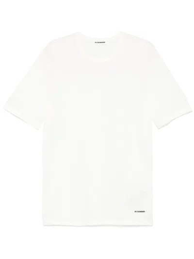 Jil Sander White Cotton T-shirt With Small Black Logo