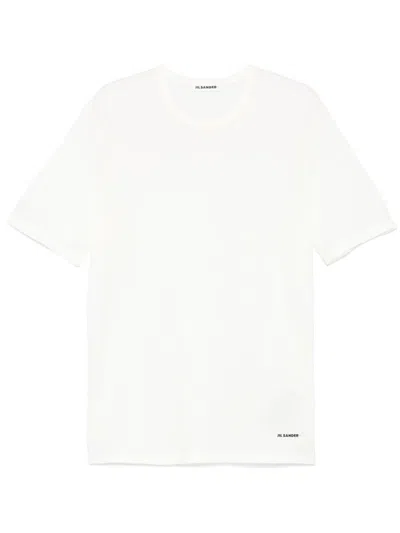 Jil Sander White Cotton T-shirt With Small Black Logo
