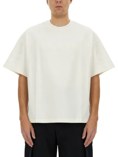 JIL SANDER WHITE COTTON T-SHIRT WITH SUBTLE LOGO