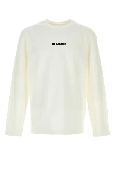 Jil Sander Long Sleeve Crew Neck Cotton T-shirt In White
