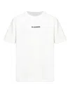 Jil Sander Men White Crewneck T-shirt With Logo Lettering On The Front In Cotton Man In White