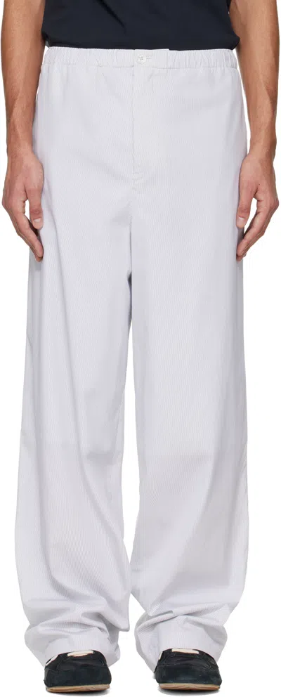 Jil Sander White Cotton Trousers In Gray
