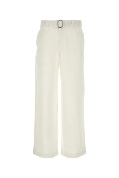 JIL SANDER JIL SANDER WHITE COTTON WIDE LEG PANT