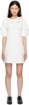 Jil Sander White Cowl Neck Minidress In 100 Optic White