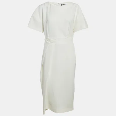 Pre-owned Jil Sander White Crepe Pleated Midi Dress S