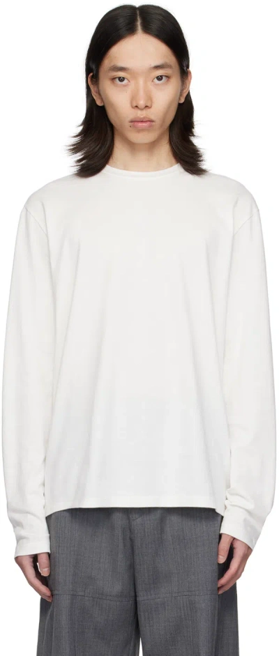 Jil Sander White Crewneck Long Sleeve T-shirt In 104 Coconut