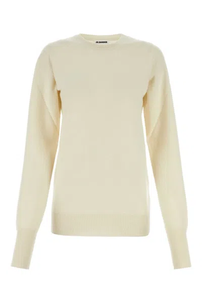 JIL SANDER WHITE CREWNECK SWEATER