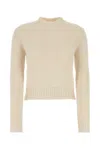Jil Sander Alpaca Blend Sweater Crew Neck Long Sleeves In White