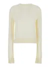 Jil Sander White Cropped Crewneck Sweater With Tonal Logo Embroidery In White