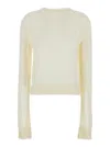 Jil Sander White Cropped Crewneck Sweater With Tonal Logo Embroidery In White