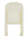 Jil Sander White Cropped Crewneck Sweater With Tonal Logo Embroidery In White