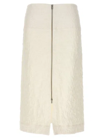 JIL SANDER WHITE EMBOSSED COTTON SKIRT