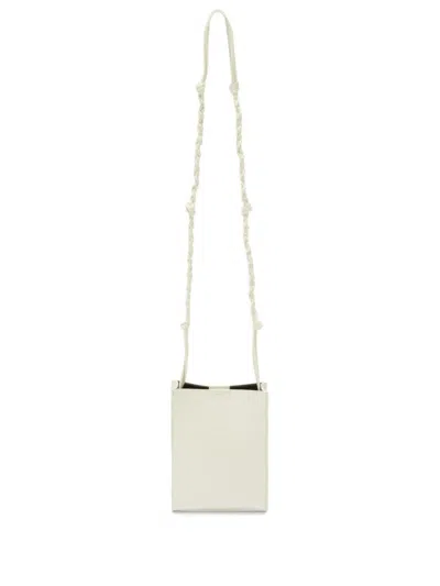 Jil Sander White Embossed Crocodile Effect Shoulder Bag